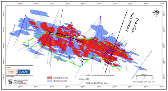 Figure 2. Distribution of Indicated and Inferred cobalt-copper resources at Iron Creek