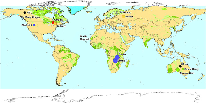 Figure 3. Location  of important cobalt resources.